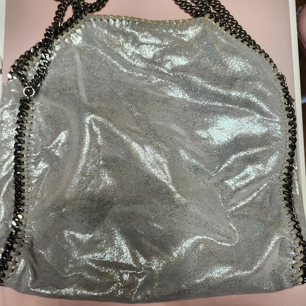 Stella McCartney Silver Shaggy Deer Falabella Fold Tote